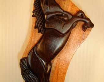 Beautifully hand crafted 3 dimensional Intarsia Wood Art HORSE Puzzle Wooden Box