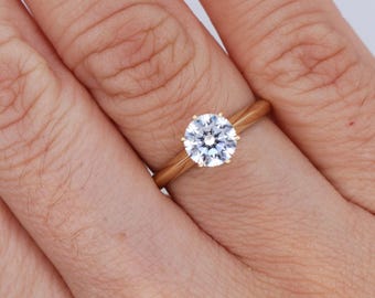 Cubic Zirconia 1.5 Quilates Ronda 4 Prong Solitaire Anillo De Compromiso 14 K Oro Blanco CZ, Oro Blanco, 7.25, SR465RW02