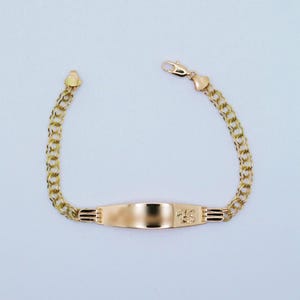 14 k Yellow Gold Id Bracelet Sweet 15  /  Mis 15 Años Pulsera Quinceanera de oro de 14K / Real 14k Gold Bracelet Sweet 15 (handmade)