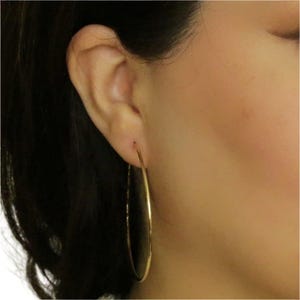 14K Yellow Gold Hoop Earring | 14K Yellow Gold 1.5mm Round Tube Polished Endless Hoop Earrings (55mm)  | Aretes De Aro Oro Amarillo 14k