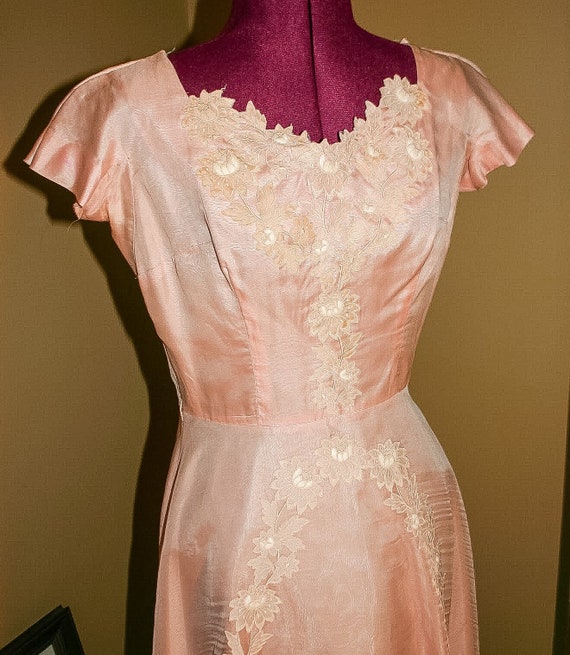 Vintage 40s 50s Parnes Feinstein Pink chiffon part