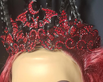 Bat Tiara, Bat Crown, Rhinestone Tiara, Rhinestone Crown, Halloween Tiara, Halloween Crown