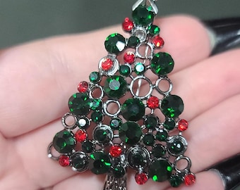 Christmas Tree Brooch, Holiday Tree Brooch, Christmas Brooch, Christmas Pin, Holiday Brooch, Holiday Pin