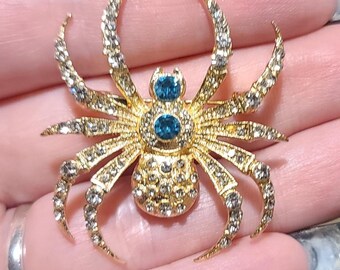 Gold Spider Brooch, Art Deco Brooch, Gold Spider Pin, Art Deco Pin, Halloween Brooch, Halloween Pin