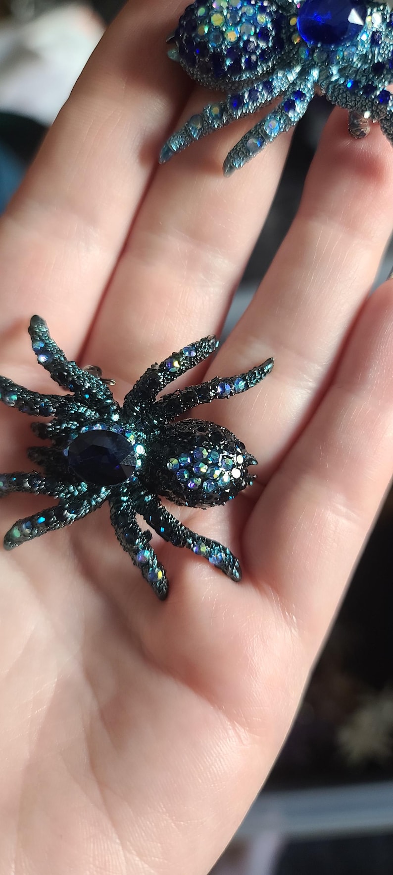 Dark Blue Spider Brooch, Spider Pin, Halloween Brooch, Halloween Pin ...