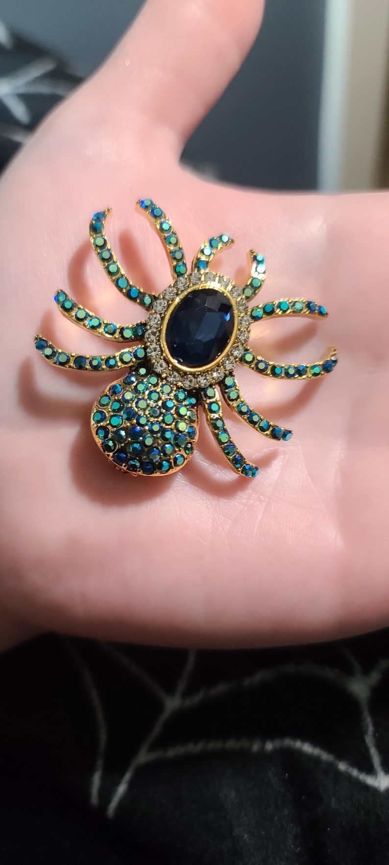 Rhinestone Spider Brooch, Spider Pin, Halloween Brooch, Halloween Pin ...