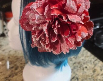 Christmas Hat, Yule Hat, Snow Flower Fascinator, Flower Barette, Winter Flower, Winter Hat, Tea Hat, Hair Pin, Pinup Flower, Hair Flower