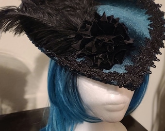 Gothic Hat, Mourning Hat, Green Velvet Hat, Kentucky Derby Hat, Downton Abbey Hat, Victorian Hat, Edwardian Hat