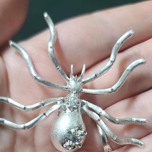 Vintage Inspired Spider Brooch, Silver Brooch, Halloween Brooch, Spider Pin, Halloween Pin