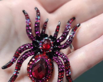 Pink Spider Brooch. Halloween Brooch. Spider Pin. Halloween Pin