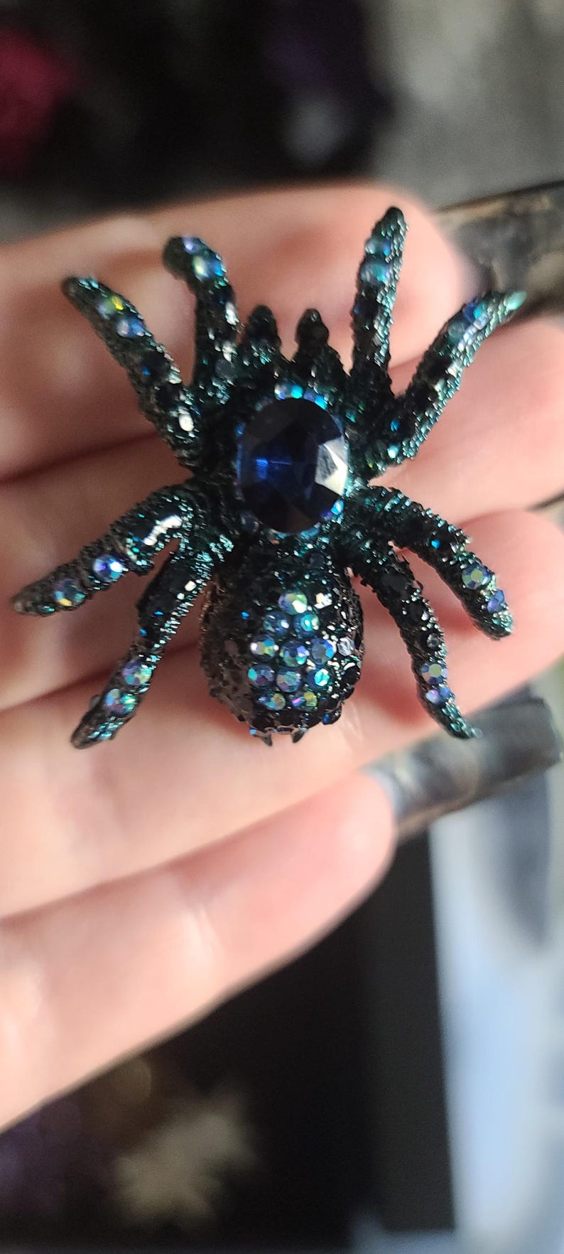 Dark Blue Spider Brooch, Spider Pin, Halloween Brooch, Halloween Pin ...