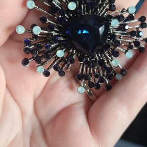 Costume Brooch, Drag Brooch, Blue Pin, Navy Brooch