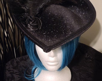 Sparkle Vampire Hat, Goth Fascinator, Goth Hat, Gothic Mini Hat, Halloween Hat, Costume Hat