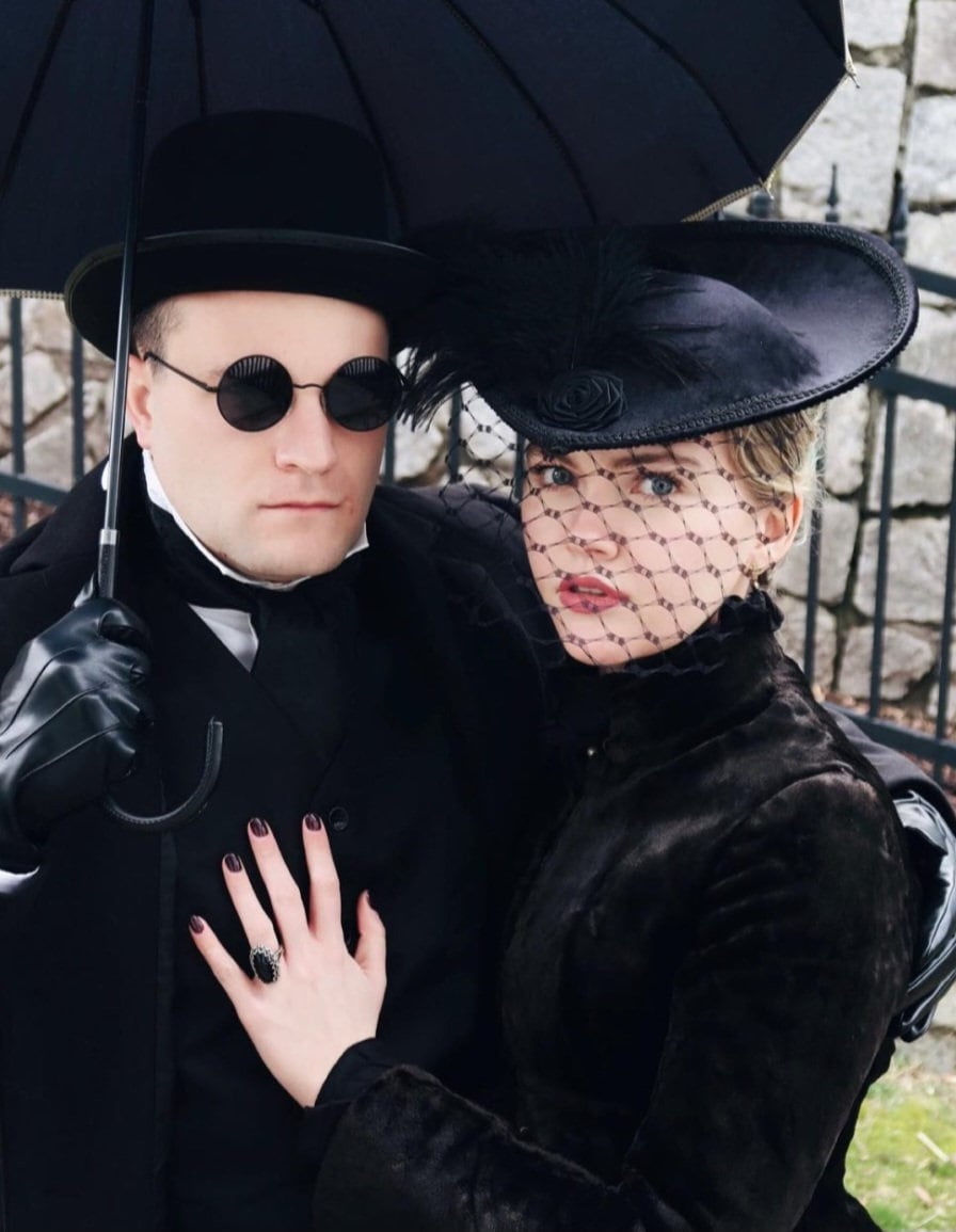 Black Edwardian Formal Hat, Black Victorian Top Hat, Ladies Formal Hat