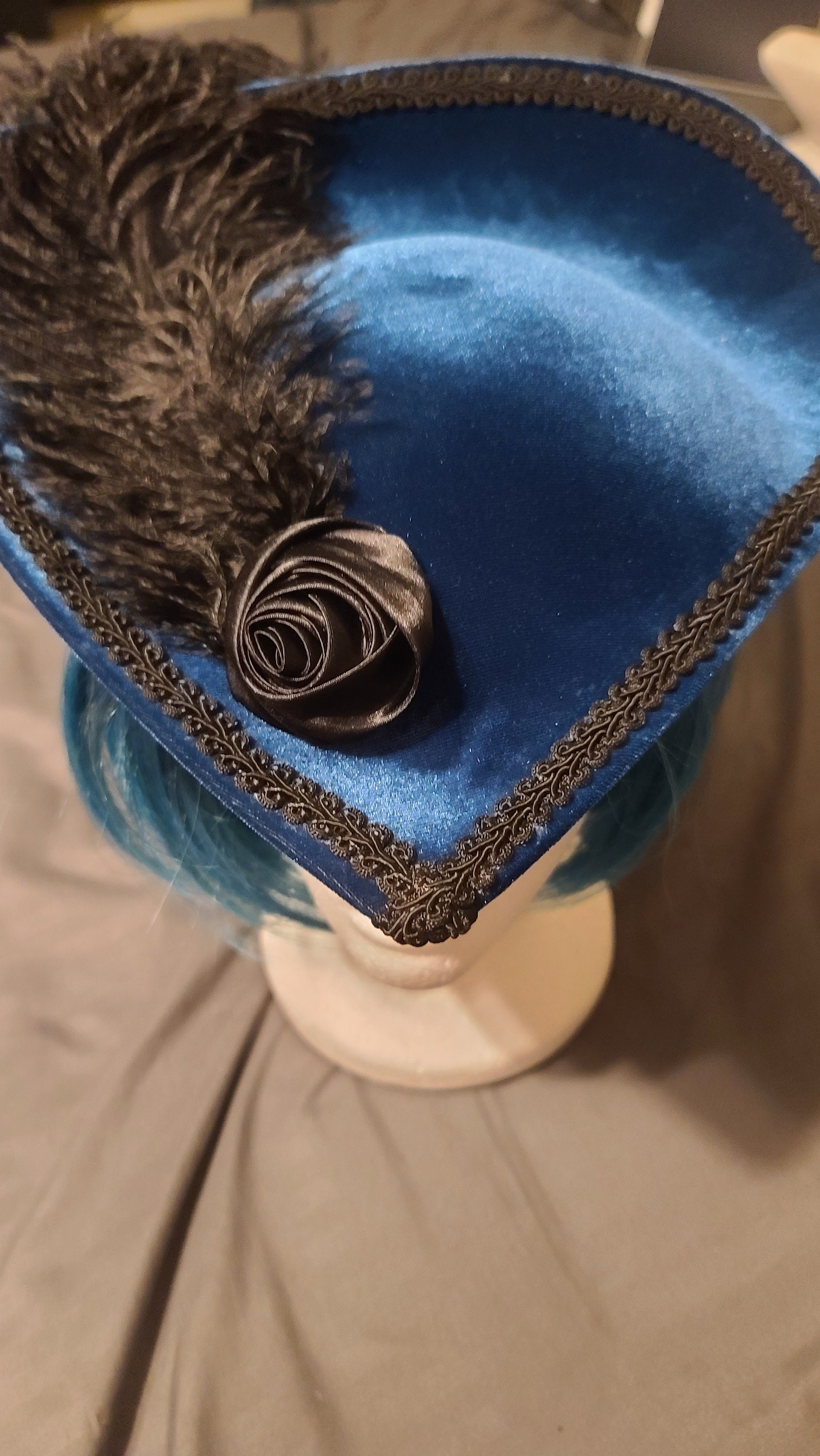 Betmar New York royal blue vintage wool hat with polka dot front veil w feathers Betmar Hat Blue - Etsy main image 2