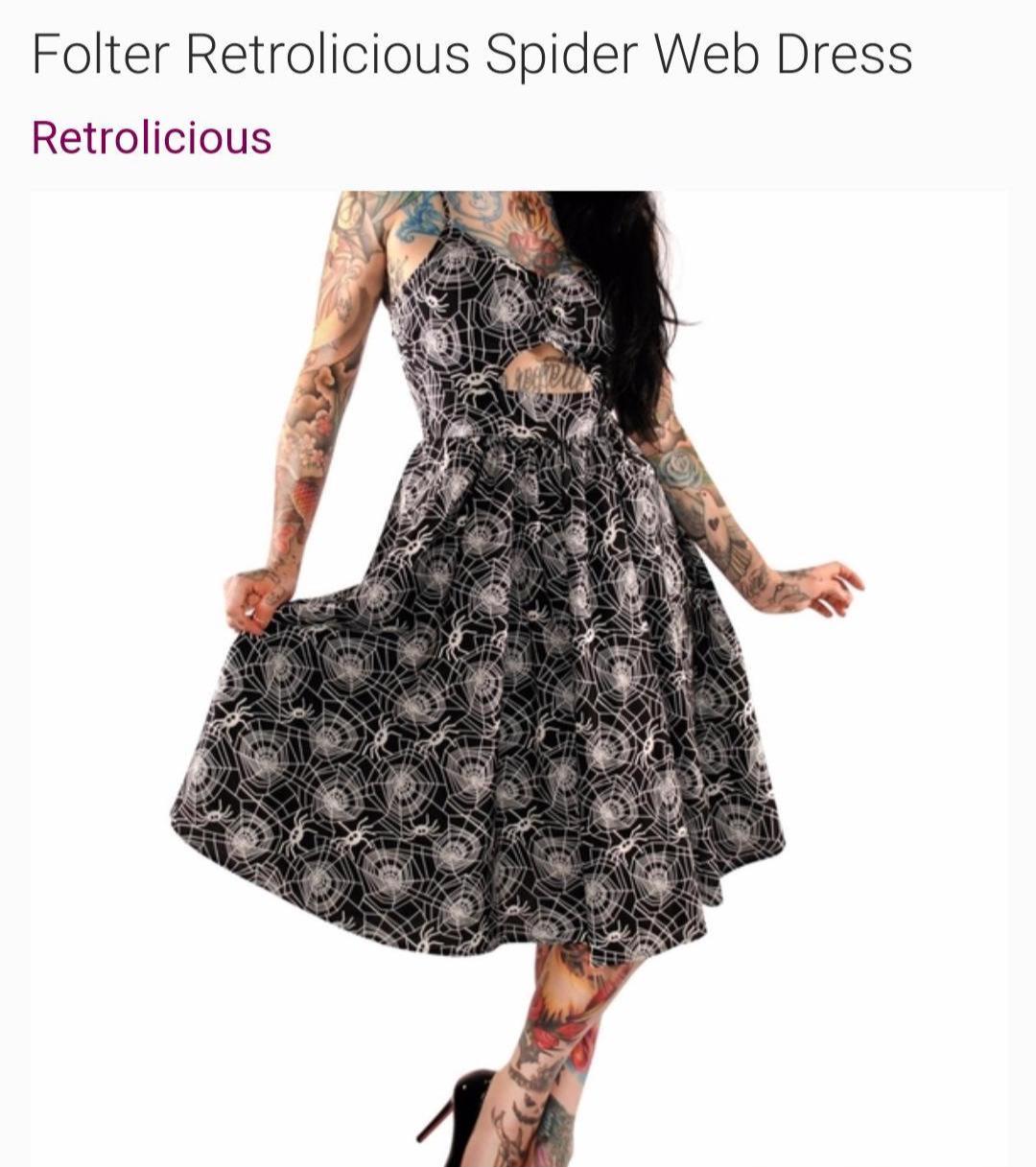 Spiderweb Dress, Spider Dress, Folter Retrolicious Clothing, Pin Up Dress, Halloween Dress, Retro Dress, Swing Dress, Dress with Pockets