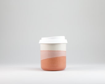 Coffee mug to go with lid - 270 ml - coral