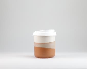 Coffee mug to go with lid - 270 ml - ochre