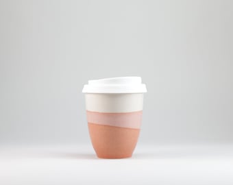 Coffee mug to go with lid - 250 ml - coral