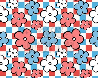 Rood wit en blauw geruit naadloos bestand