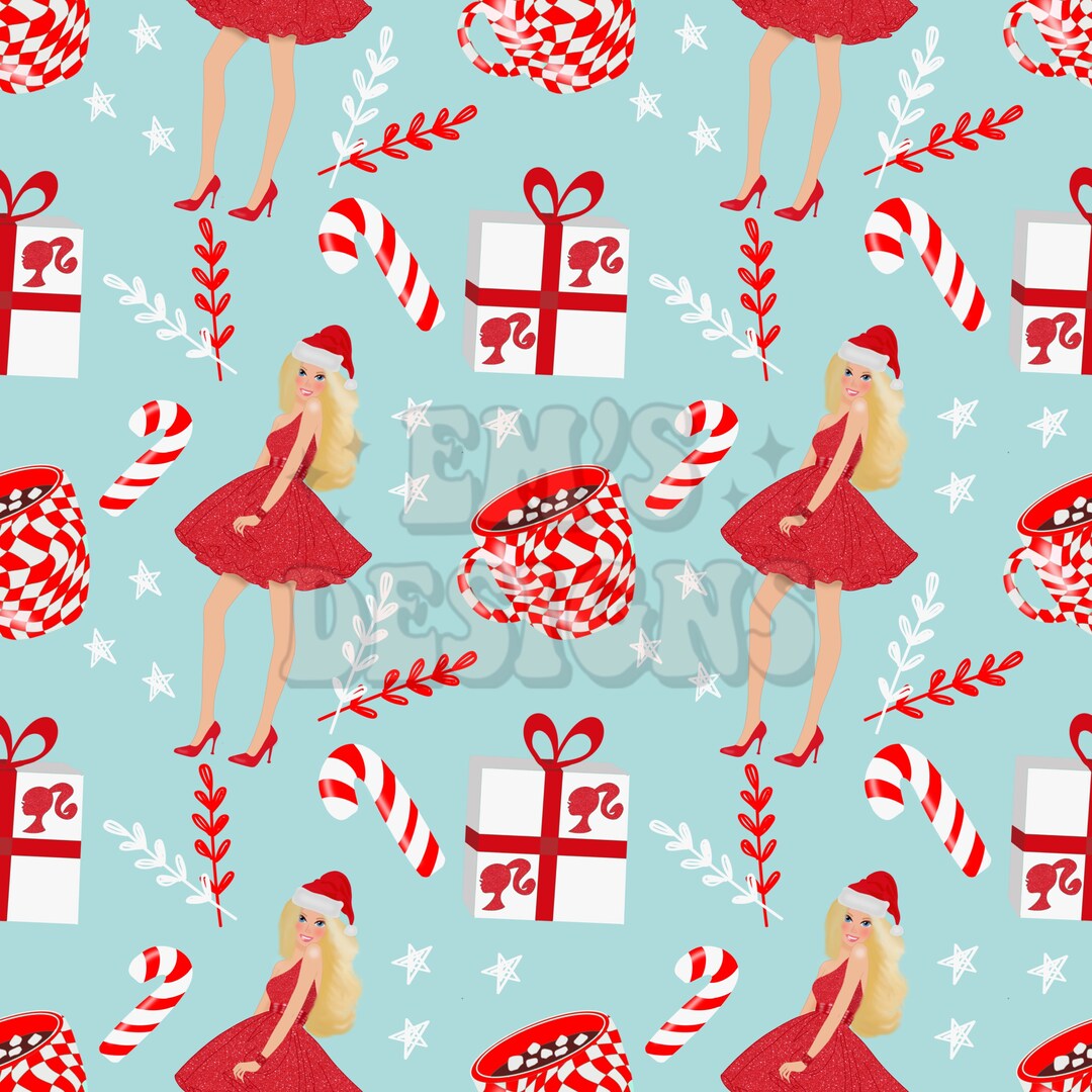 Christmas Barbie Inspired Seamless File - Etsy