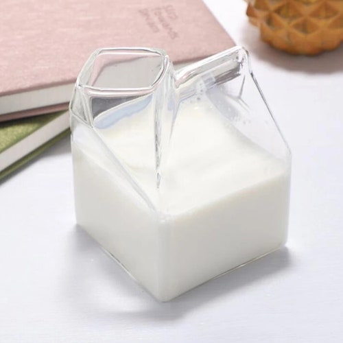 Milk Carton Style Glass Jug 300ml Half Pint Cream Pot Etsy