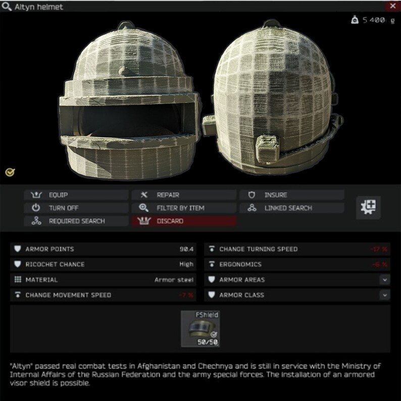 3D Printed ALTYN Helmet Escape Form Tarkov Gaming Shooter Prop Etsy