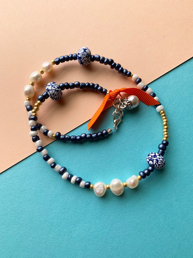 Royal Blue Gift Gift for Her Pearl and Seed Beads Etsy