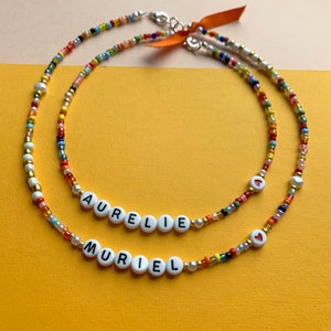 Multicolor Customized | Gift, Gift for her, Mom and daughter,Seed beads necklace, Custom made beaded necklace, Czech glass beads, Seed Beads