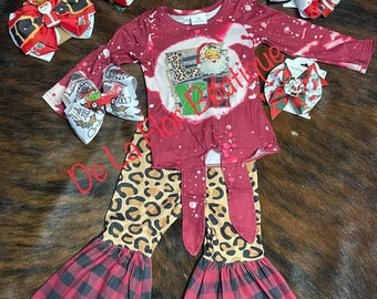 Traje de Papá Noel a cuadros/leopardo LOVE