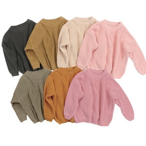 Oversized Chunky knitted unisex kid sweaters. image 1