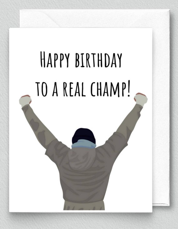 Rocky Balboa Birthday Greeting Card Classic Movie Birthday Etsy