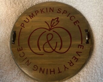 Pumpkin Spice 12" Round Wood Tray