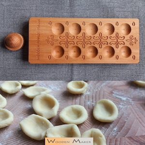 ORECCHIETTE Mod. "RICAMO". Stampo in legno per realizzare orecchiette. Stampo 22x9 cm