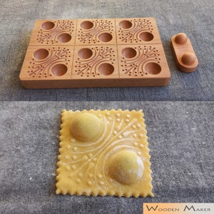 Made in Italy - Stampo per 6 Ravioli in legno naturale di faggio con  disegni a FIORI - utensile da cucina per pasta fresca