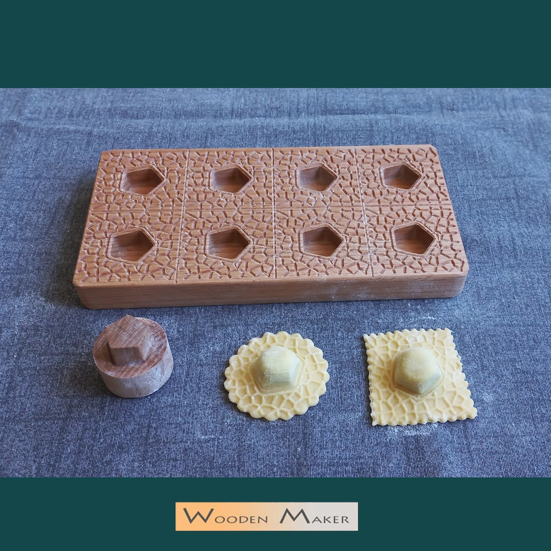 Rectangular Ravioli Mold Ravioli Mold voronoi. 8 Cavity , Raviolo 5x5 Cm . Wood and Certificate ...