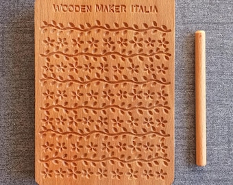Floral Beech Wood Gnocchi Board, Pasta Tool (11x15 cm)