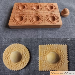 NOVITA'! Stampo per ravioli "MANDALA" 6 cavità. Falla veloce e semplice. Con pestello. Dimensioni ravioli 6,5x6,5 cm