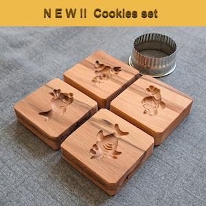 NOVITA'! SET per biscotti. "Gli amici del mare". Stampi in legno di faggio certificati per contatto con alimenti