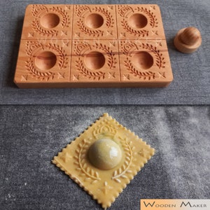 Stampo per ravioli &quot;DIADEMA&quot; 6 cavità. Falla veloce e semplice. Con pestello. Dimensioni ravioli 6,5x6,5 cm