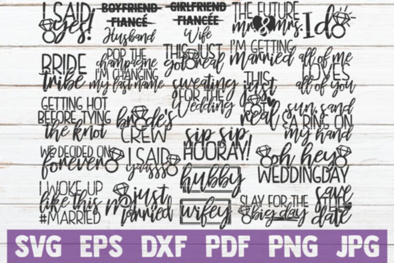Download Wedding Sayings Bundle SVG PNG DXF Cricut Quotes Silhouette | Etsy