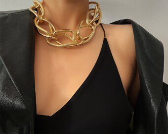 Chunky Thick Chain Choker in Gold or Silver