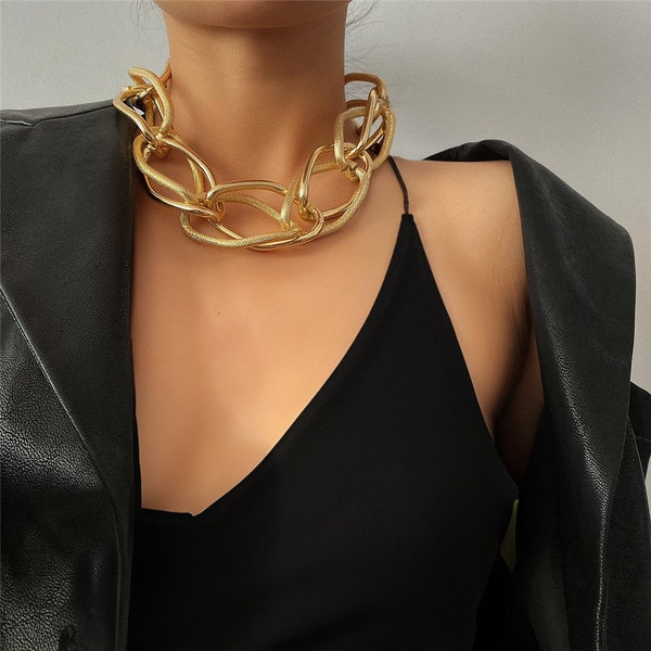 Chunky Thick Chain Choker in Gold or Silver