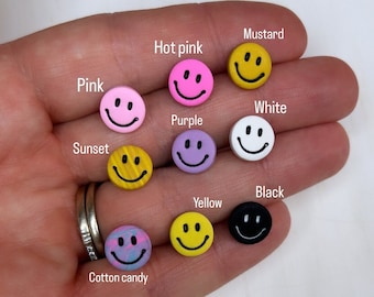 Happy Face Stud Earrings | Happy Face Earrings | Smile Earrings | Polymer Clay Earrings | Cute Earrings | Happy Face Studs | Stud Earrings