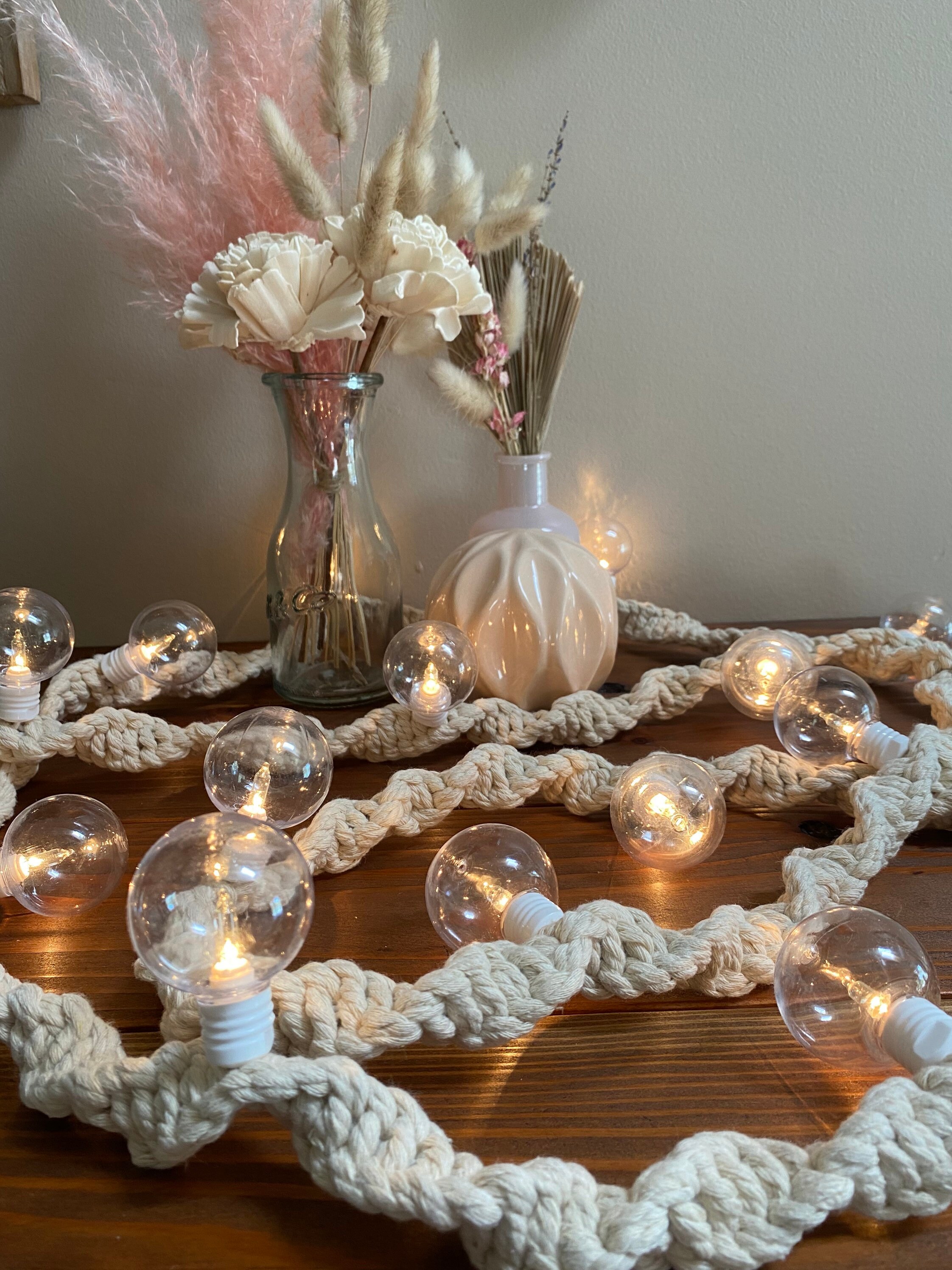 Macrame Lights Macrame Light Strand Display Lights Light | Etsy
