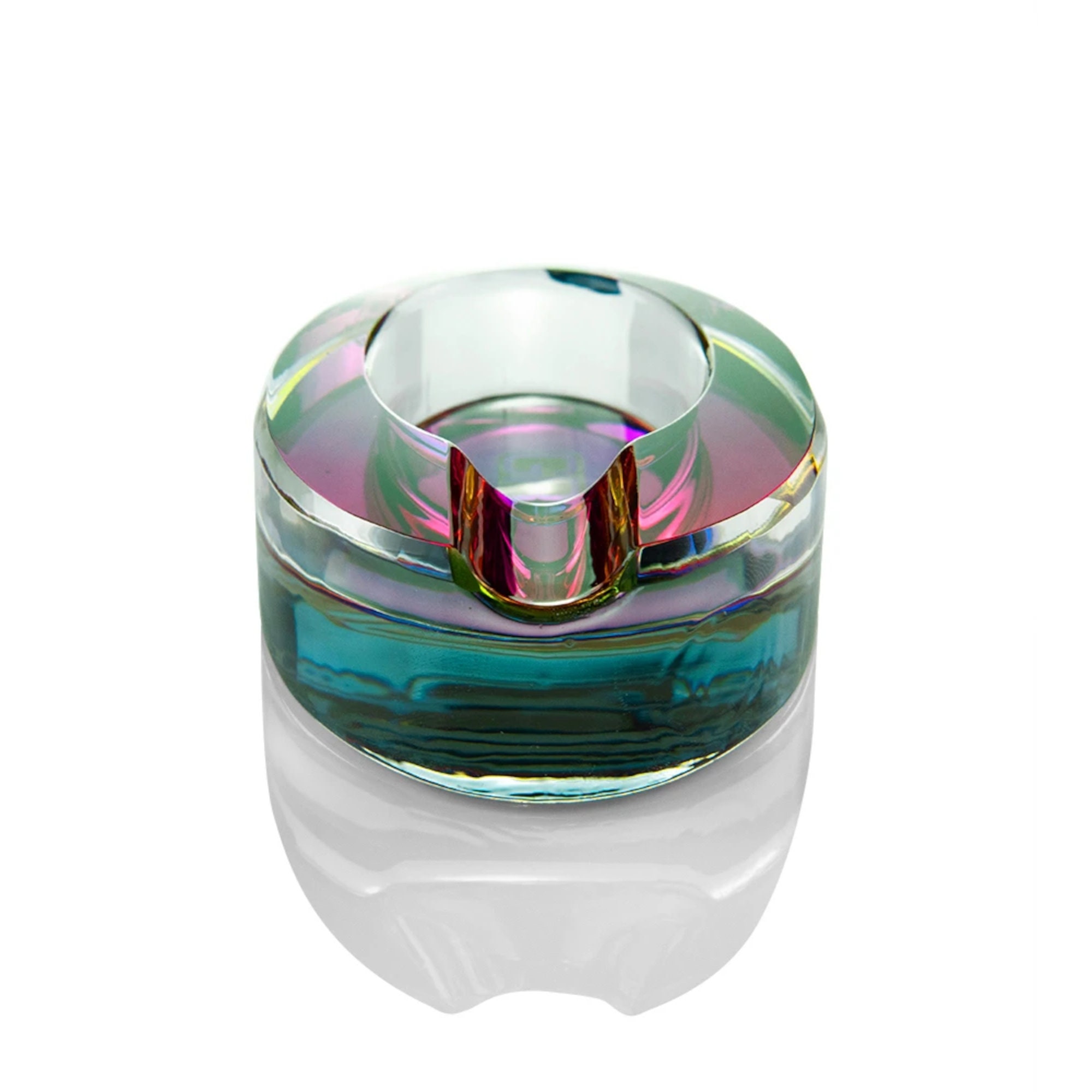 GRAV Ellipse Iridescent Rainbow Glass Ashtray Etsy