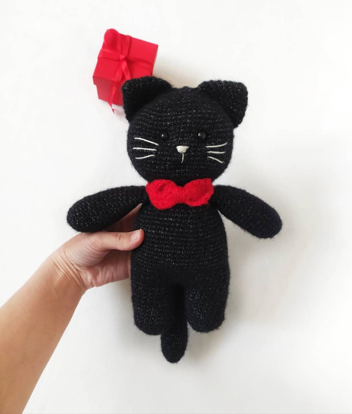 Plush black cat doll fluffy kitten toy cat lovers gift Etsy