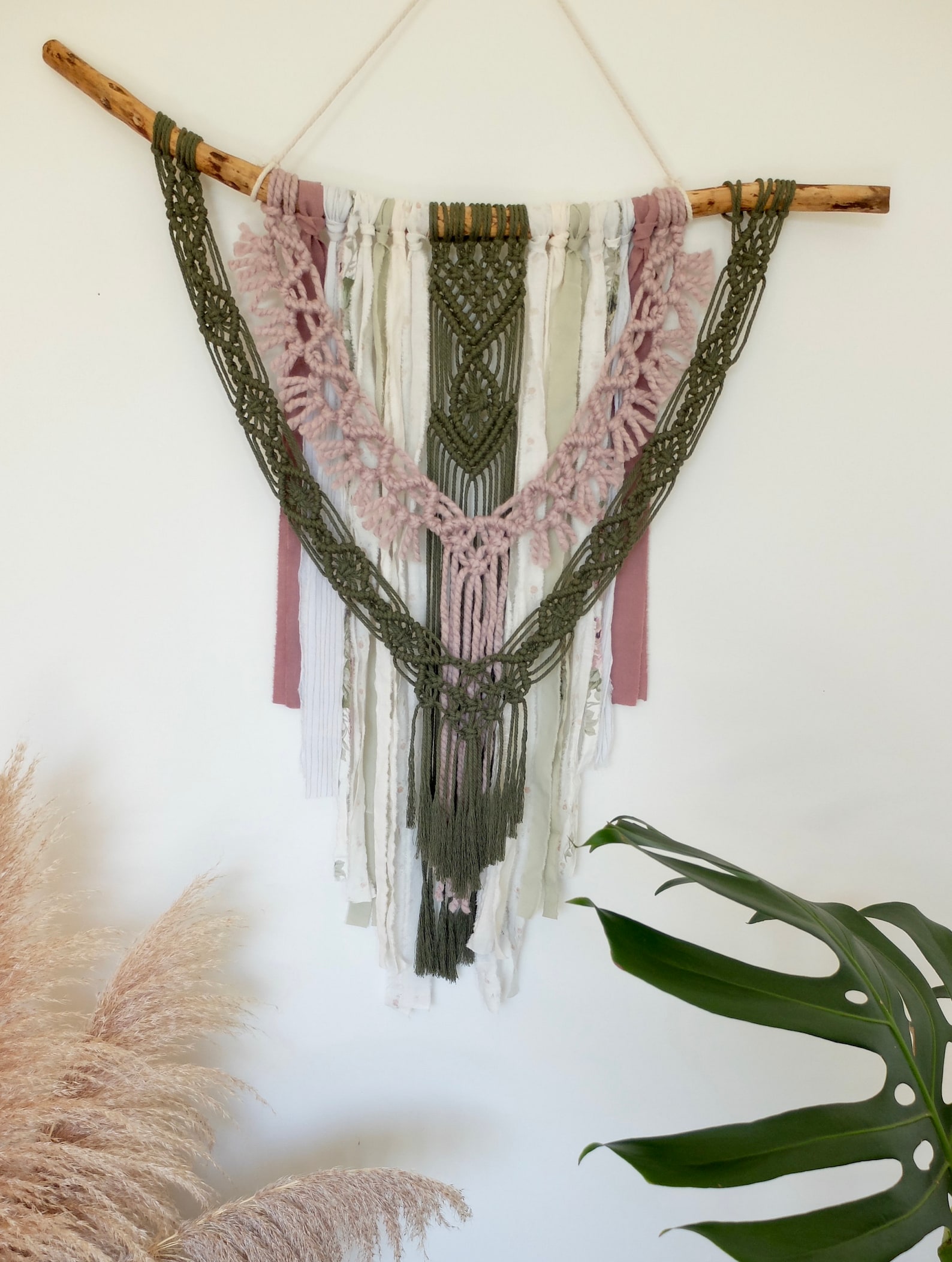 Handmade Macrame & Recycled Fabric Wall Hanging Etsy