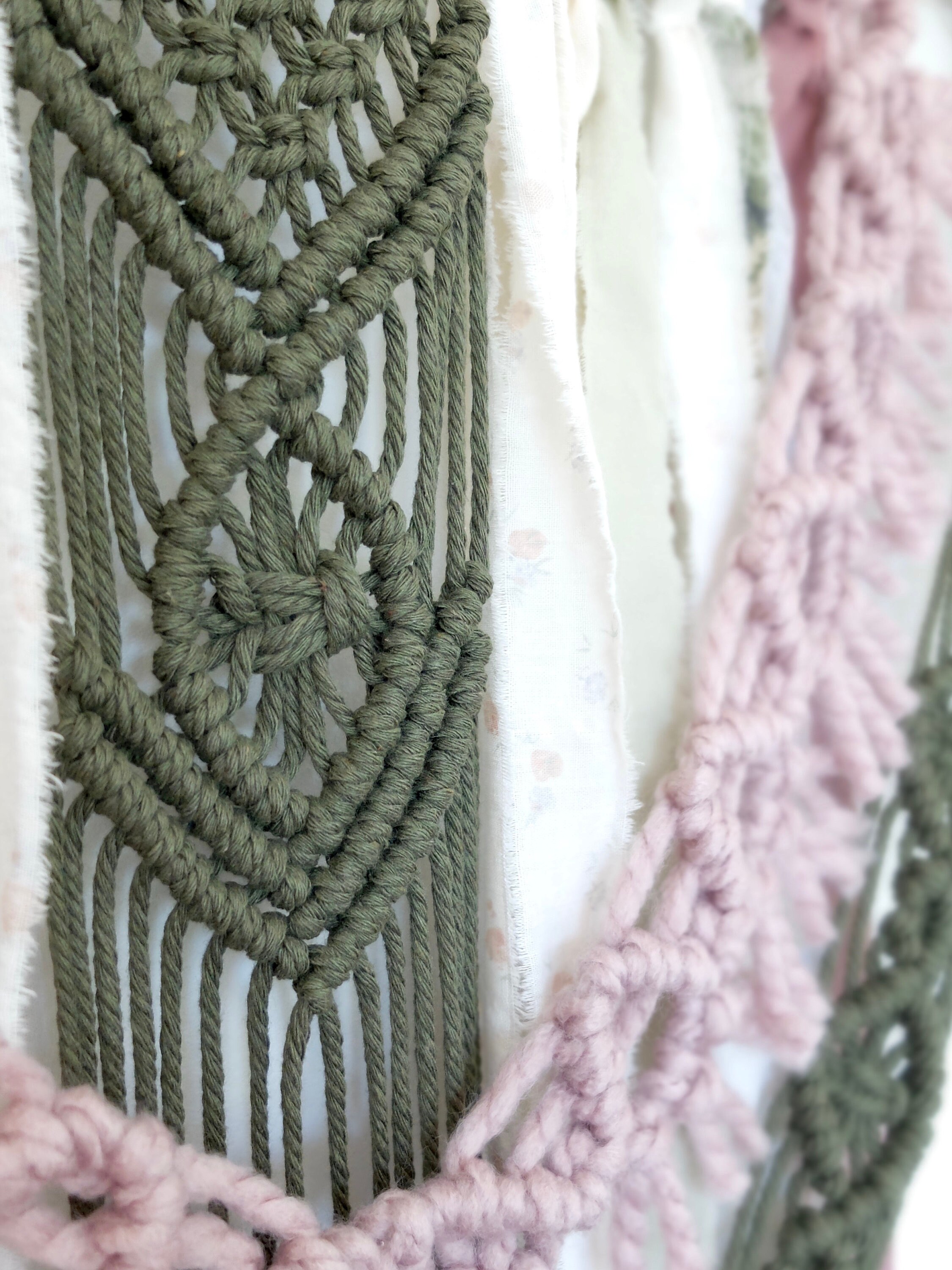 Handmade Macrame & Recycled Fabric Wall Hanging Etsy