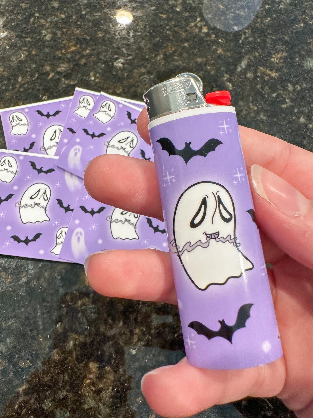 Gassed Ghost Halloween Lighter Wrap Sticker Cute Holographic Halloween